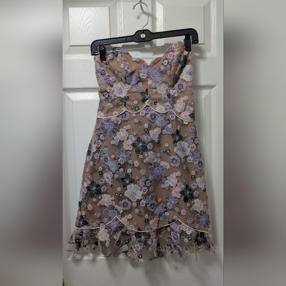 For Love & Lemons Posy Embroidered Mini Dress Size Medium M Floral Lace Bustier